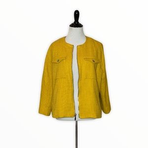 Chico’s Mustard Yellow Full Zipper Blazer Size 8